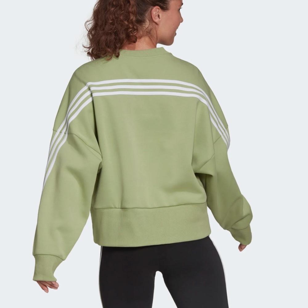 Adidas Future Icons 3 Stripes Sweater. Light green. Lose semi crop, brand new